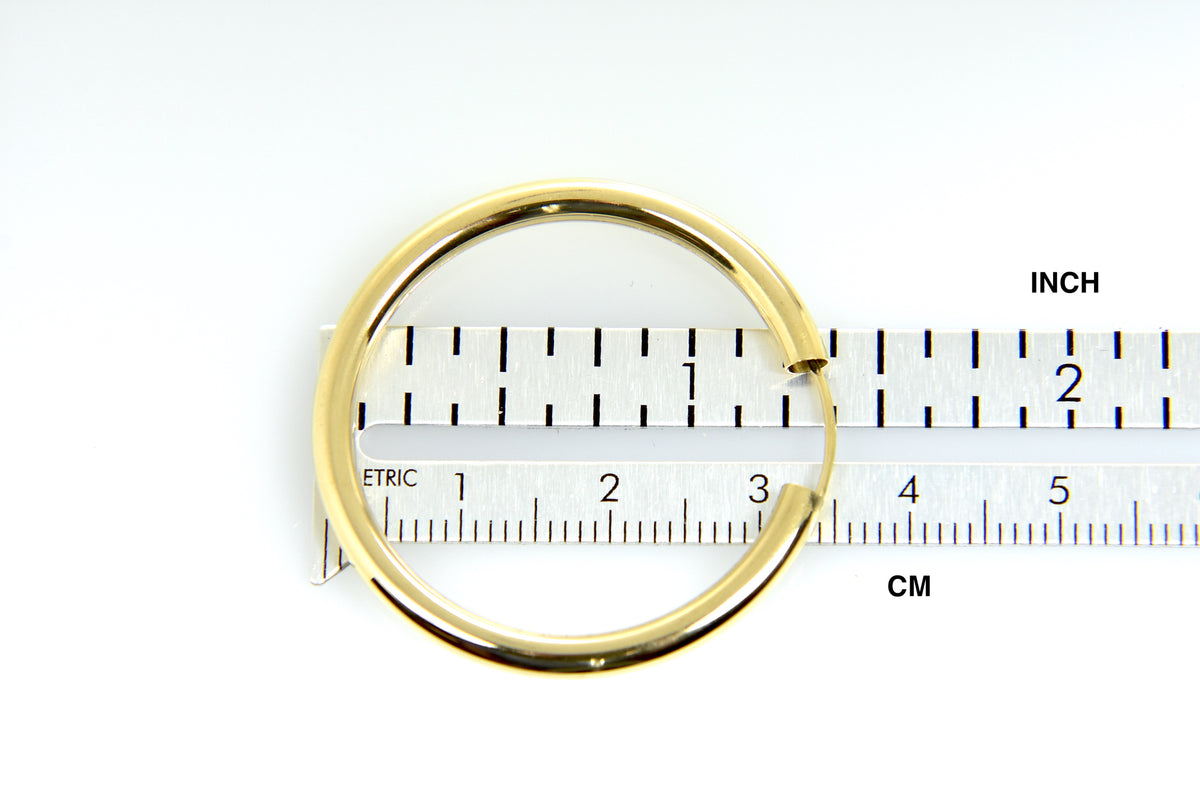 14k yellow gold round endless hoop earrings 35mm x 2.75mm