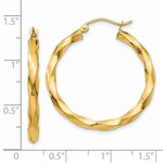 Indlæs billede til gallerivisning 14K Yellow Gold Twisted Modern Classic Round Hoop Earrings 30mm x 3mm
