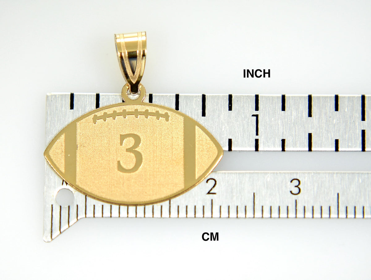14k 10k gold sterling silver football personalized engraved pendant