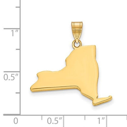 14k gold or sterling silver new york  ny state map pendant charm personalized monogram
