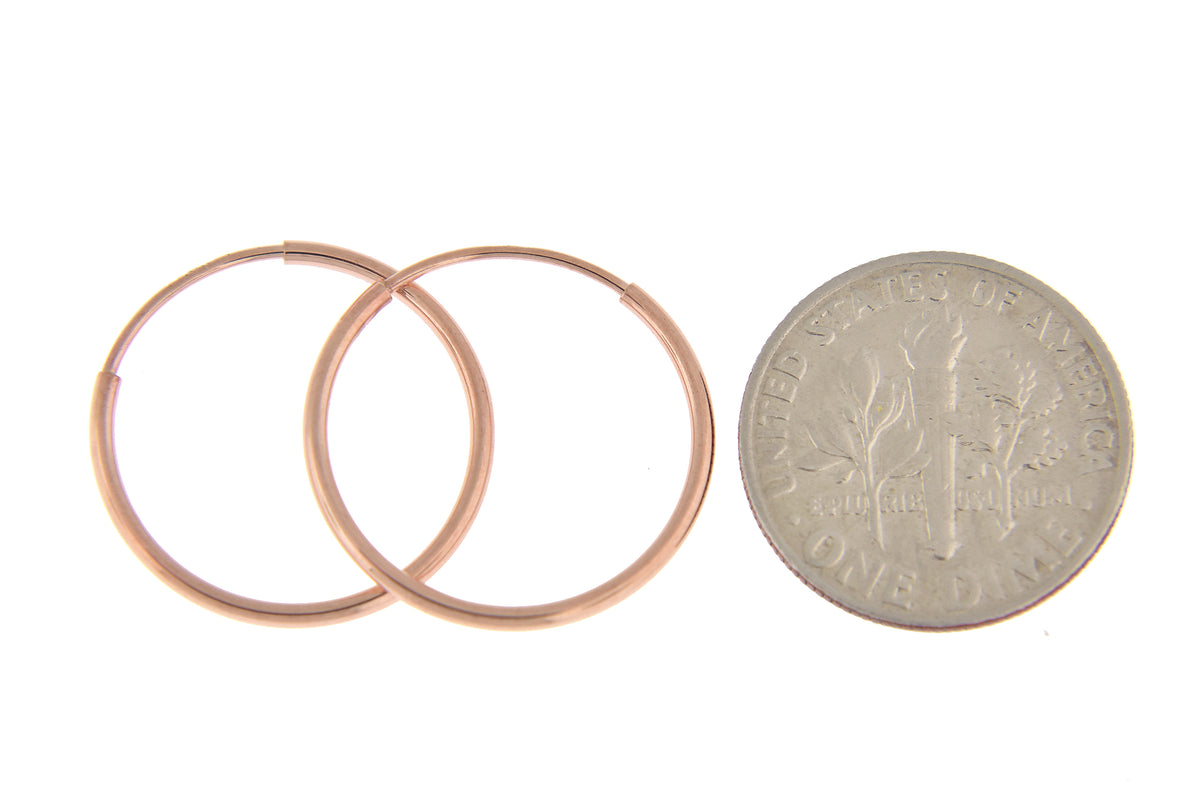 14k rose gold classic endless round hoop earrings 18mm x 1.25mm
