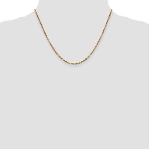 14k yellow gold 2.4mm round open link cable bracelet anklet choker necklace pendant chain