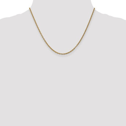 14k yellow gold 2.4mm round open link cable bracelet anklet choker necklace pendant chain