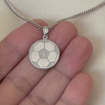 Load and play video in Gallery viewer, 14k 10k Gold Sterling Silver Soccer Ball Personalized Engraved Pendant
