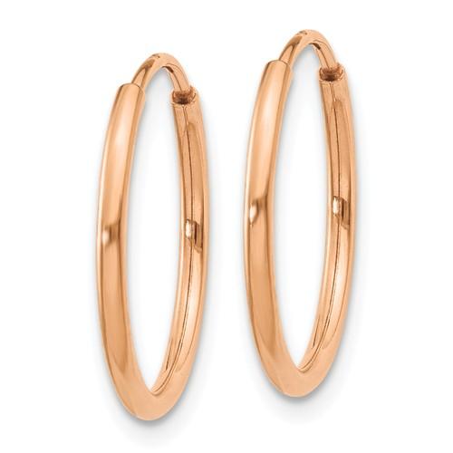 14k rose gold classic endless round hoop earrings 15mm x 1.25mm