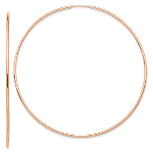 14k rose gold classic endless round hoop earrings 60mm x 1.25mm