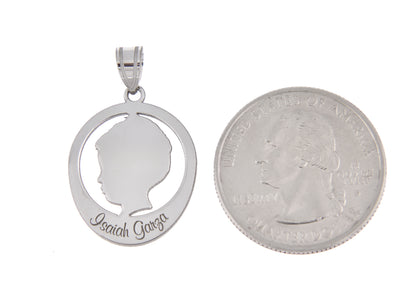 14k 10k yellow white sterling silver boy head silhouette name engraved personalized