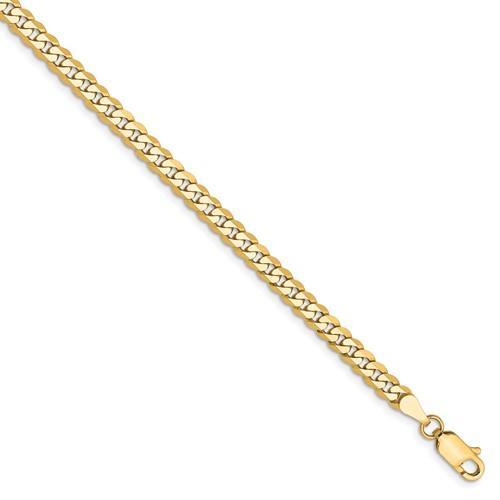 14k Yellow Gold 3.2mm Beveled Curb Link Bracelet Anklet Choker Necklace Pendant Chain
