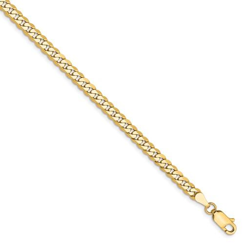 14k yellow gold 3.2mm beveled curb link bracelet anklet choker necklace pendant chain