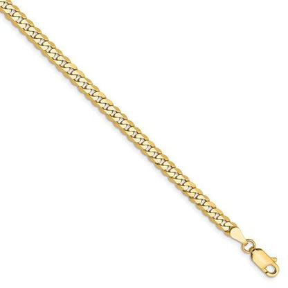 14k yellow gold 3.2mm beveled curb link bracelet anklet choker necklace pendant chain