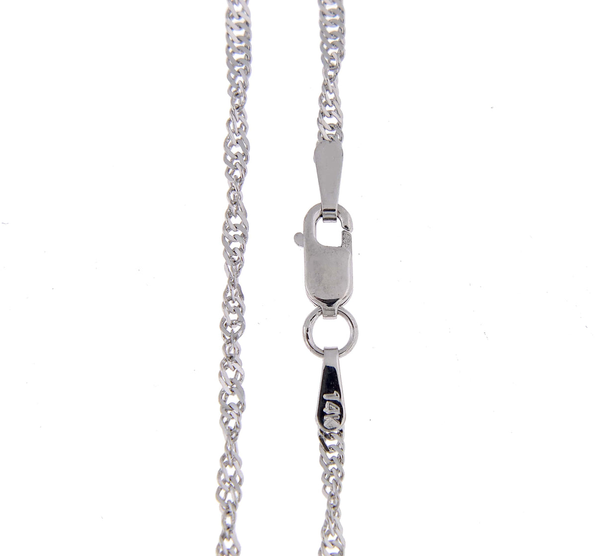 14k white gold 1.7mm singapore twisted bracelet anklet choker necklace pendant chain