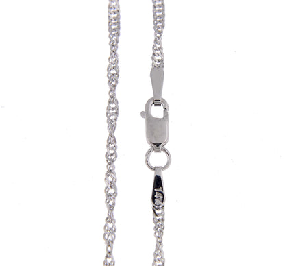 14k white gold 1.7mm singapore twisted bracelet anklet choker necklace pendant chain