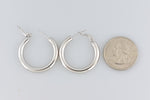 Load image into Gallery viewer, 14k White Gold Round Omega Back Hoop Earrings 28mm x 4mm

