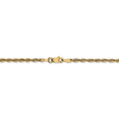 14k yellow gold 2.5mm diamond cut rope bracelet anklet choker necklace pendant chain