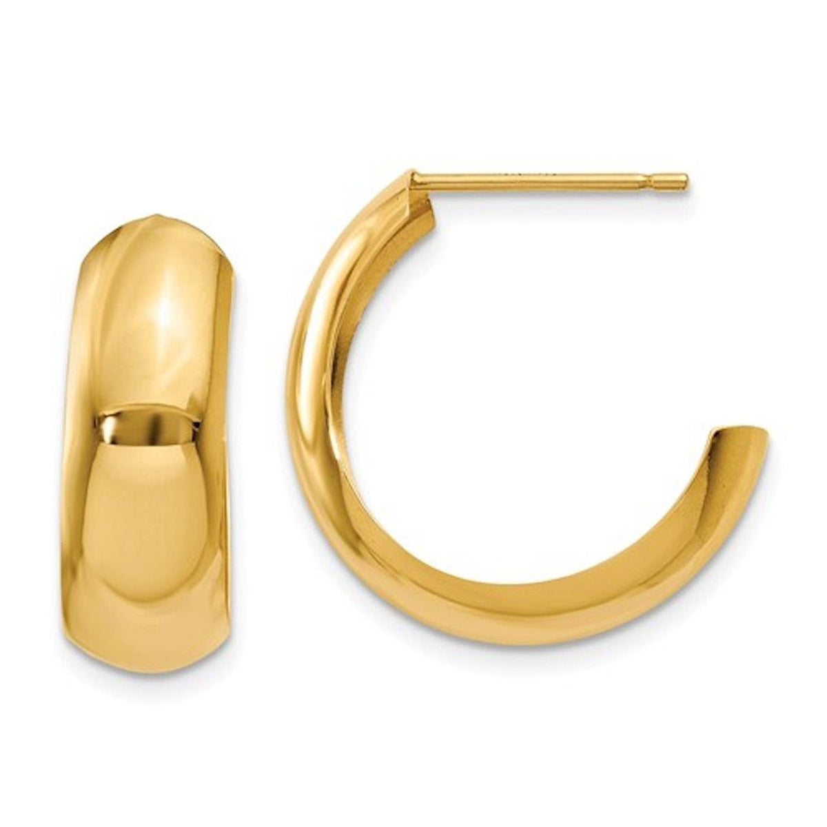 14k yellow gold j hoop earrings push post back