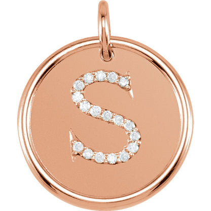 14k yellow rose white gold genuine diamond uppercase letter s initial alphabet pendant charm custom made to order personalized engraved