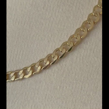 14K Yellow Gold 7mm Curb Link Bracelet Anklet Choker Necklace Pendant Chain