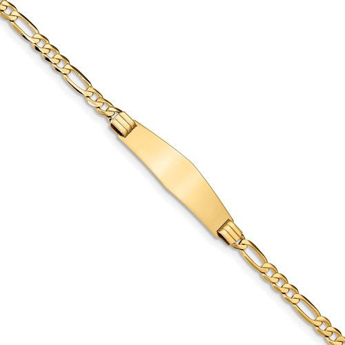 14k Yellow Gold Figaro Link ID Name Bracelet Engraved Personalized - BringJoyCollection