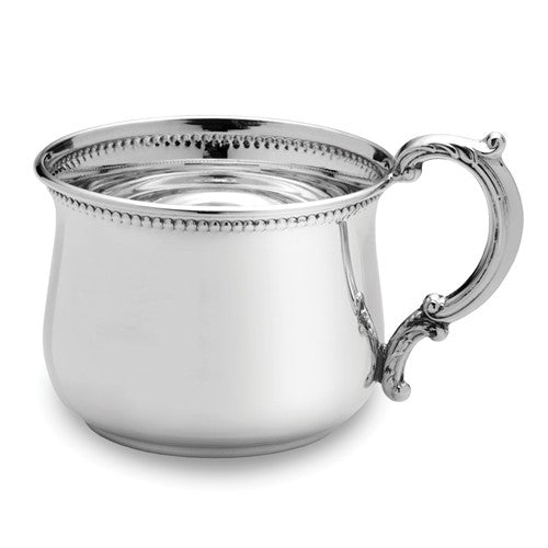 sterling silver baby or child cup potbelly beaded engraved personalized monogram