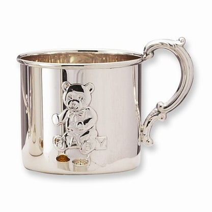 sterling silver baby or child cup teddy bear engraved personalized monogram