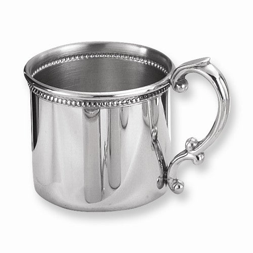 pewter baby or child cup beaded engraved personalized monogram