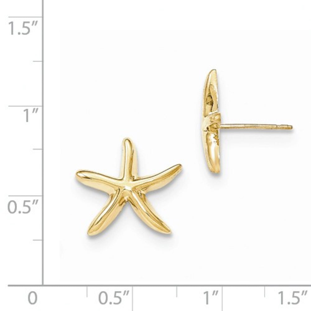 14k Yellow Gold Starfish Stud Post Push Back Earrings S0002 - BringJoyCollection