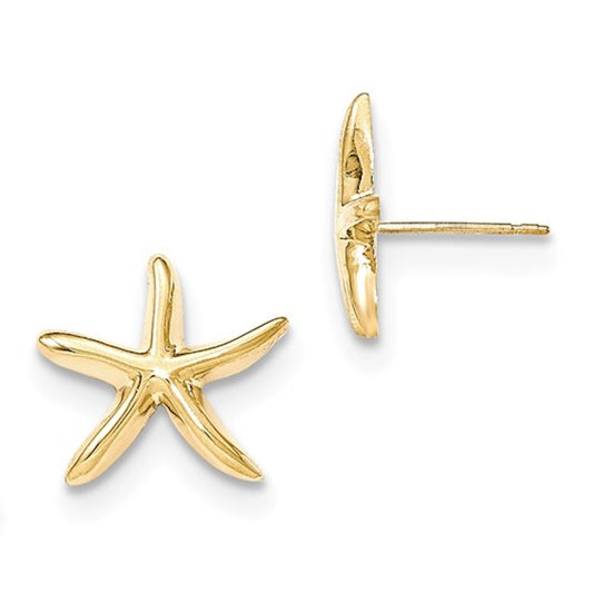 14k yellow gold starfish stud post push back earrings s0002