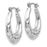 Load image into Gallery viewer, 14K White Gold Shrimp Hammered Hoop Earrings 17mm
