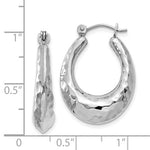 Φόρτωση εικόνας στο εργαλείο προβολής Συλλογής, 14K White Gold Shrimp Hammered Hoop Earrings 17mm
