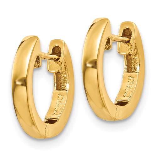 14k yellow gold classic huggie hinged hoop earrings 12mm x 12mm x 2mm