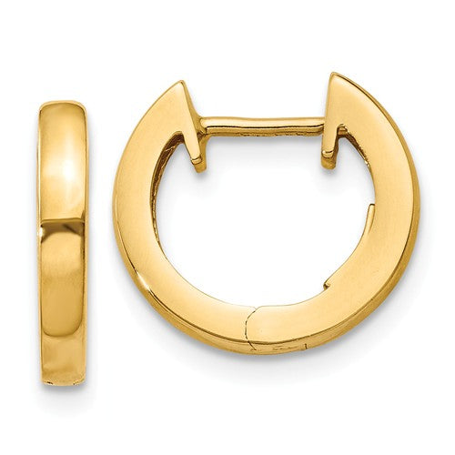14k yellow gold classic huggie hinged hoop earrings 12mm x 12mm x 2mm