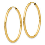 Lade das Bild in den Galerie-Viewer, 14k Yellow Gold Round Endless Hoop Earrings 35mm x 2mm
