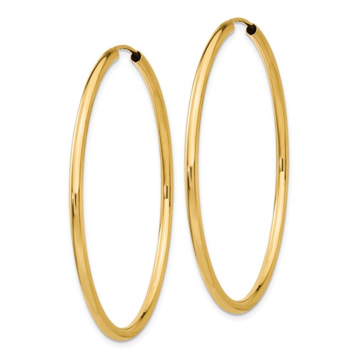 14k Yellow Gold Round Endless Hoop Earrings 44mm x 2mm