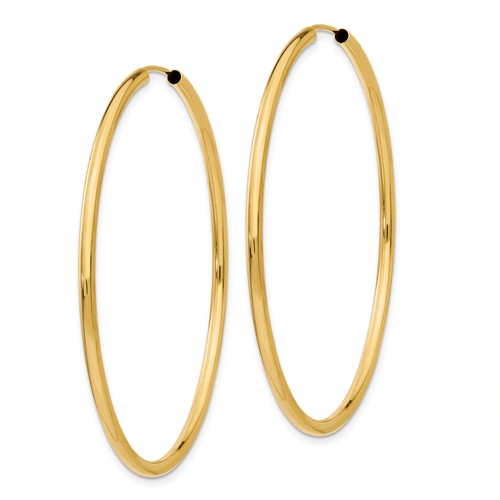 14k yellow gold round endless hoop earrings 49mm x 2mm