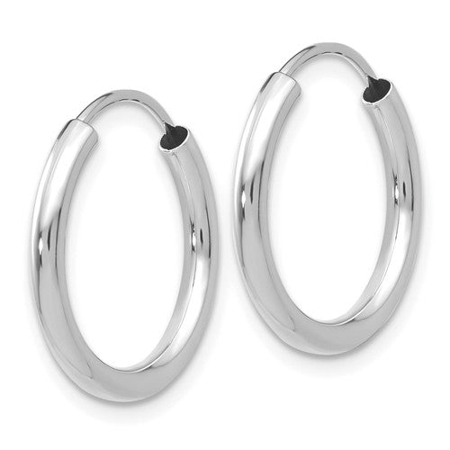 14k white gold round endless hoop earrings 16mm x 2mm