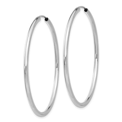 14k white gold round endless hoop earrings 44mm x 2mm