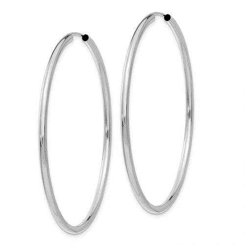 14k white gold round endless hoop earrings 49mm x 2mm