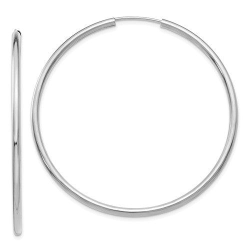 14k white gold round endless hoop earrings 49mm x 2mm