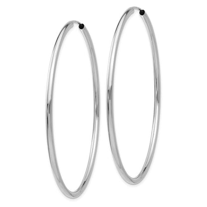 14k white gold round endless hoop earrings 54mm x 2mm