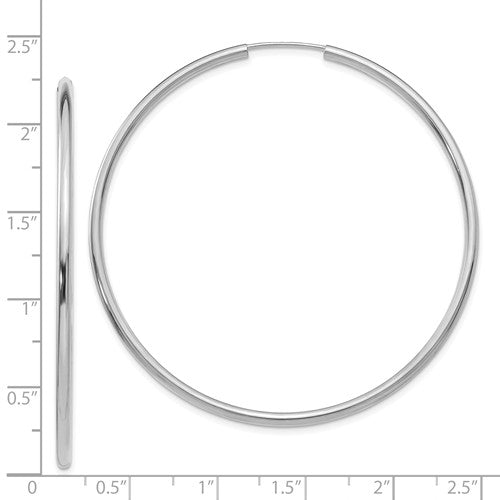 14k white gold round endless hoop earrings 54mm x 2mm