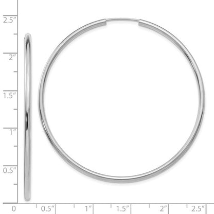 14k white gold round endless hoop earrings 54mm x 2mm