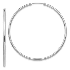 14k white gold round endless hoop earrings 54mm x 2mm