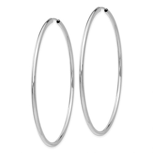 14k White Gold Round Endless Hoop Earrings 58mm x 2mm