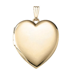 14k Yellow Gold 23mm Heart Locket Pendant Charm Engraved Personalized Monogram - BringJoyCollection