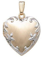 Load image into Gallery viewer, 14k Yellow Gold Two Tone 19mm Heart Locket Pendant Charm Engraved Personalized Monogram - BringJoyCollection
