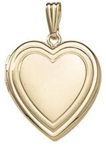 Load image into Gallery viewer, 14k Yellow Gold 19mm Heart Embossed Locket Pendant Charm Engraved Personalized Monogram - BringJoyCollection
