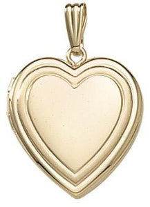 14k Yellow Gold 19mm Heart Embossed Locket Pendant Charm Engraved Personalized Monogram - BringJoyCollection