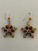 Load image into Gallery viewer, Sterling Silver Amber Flower Dangle Earrings
