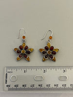 Φόρτωση εικόνας στο εργαλείο προβολής Συλλογής, Sterling Silver Amber Flower Dangle Earrings
