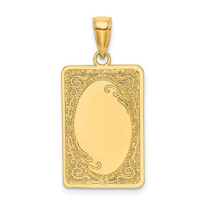 14k yellow gold rectangular rectangle scroll pendant charm engraved personalized monogram